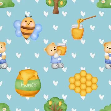 Seamless repeating pattern with cute bears Stock Illustration