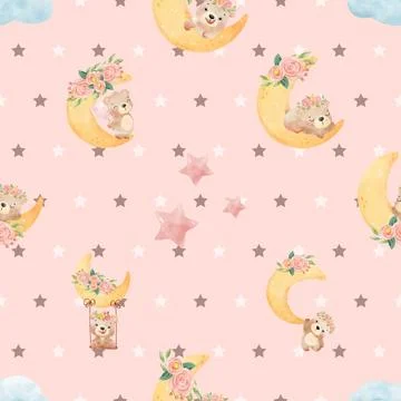 Seamless repeating pattern with cute bears Stock Illustration