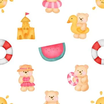 Seamless repeating pattern with cute bears Stock Illustration