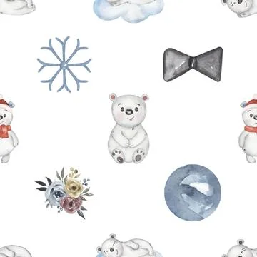 Seamless repeating pattern with cute bears Stock Illustration