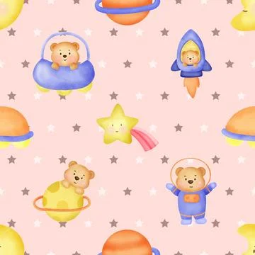 Seamless repeating pattern with cute bears Stock Illustration