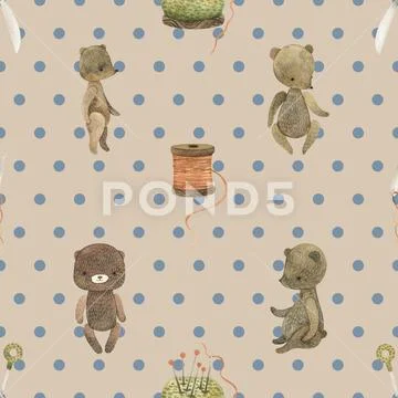 Seamless repeating pattern with cute bears Ilustração Stock