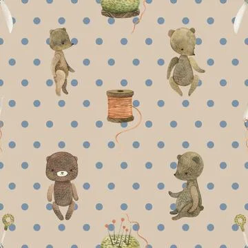 Seamless repeating pattern with cute bears Stock Illustration