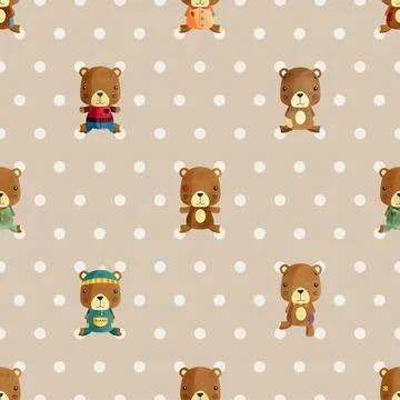 Seamless repeating pattern with cute bears Stock Illustration