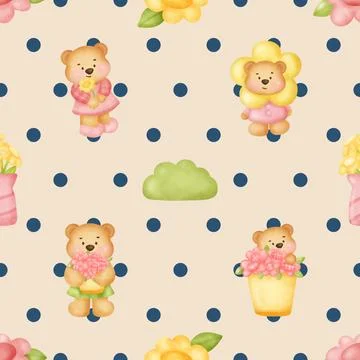Seamless repeating pattern with cute bears Illustrazione stock