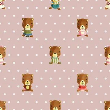 Seamless repeating pattern with cute bears Illustrazione stock