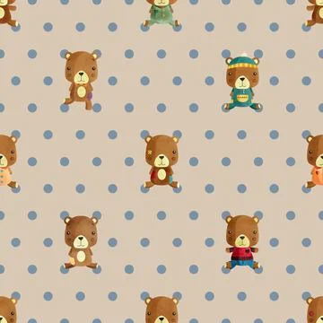 Seamless repeating pattern with cute bears Stock Illustration