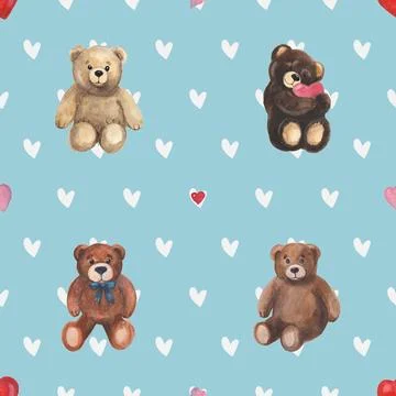 Seamless repeating pattern with cute bears Stock Illustration