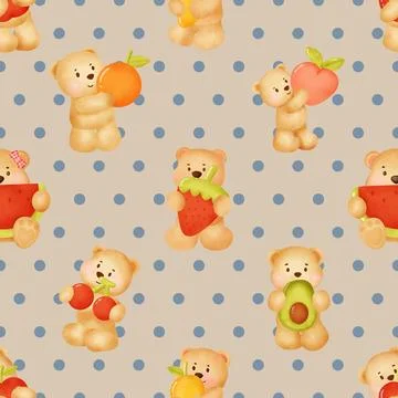 Seamless repeating pattern with cute bears Stock Illustration