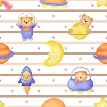 Seamless repeating pattern with cute bears Illustrazione stock