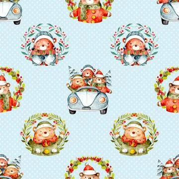 Seamless repeating pattern with cute bears Illustrazione stock