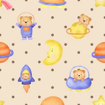 Seamless repeating pattern with cute bears 스톡 일러스트