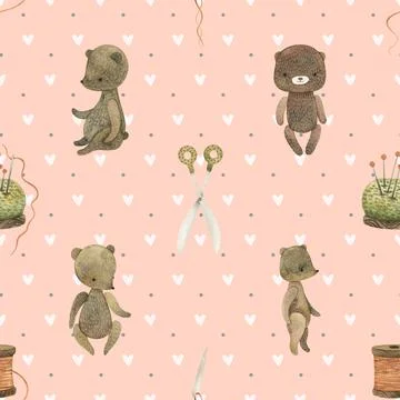 Seamless repeating pattern with cute bears Illustrazione stock