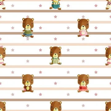 Seamless repeating pattern with cute bears Stock Illustration