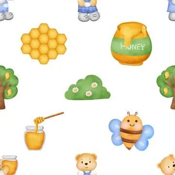 Seamless repeating pattern with cute bears Stock Illustration