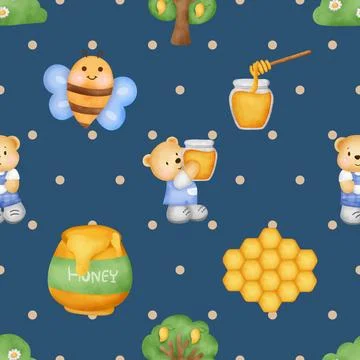 Seamless repeating pattern with cute bears Stock Illustration