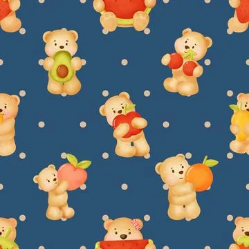 Seamless repeating pattern with cute bears Stock Illustration