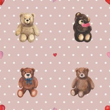 Seamless repeating pattern with cute bears Stock Illustration