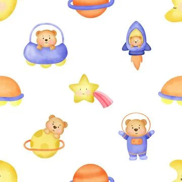 Seamless repeating pattern with cute bears Stock Illustration