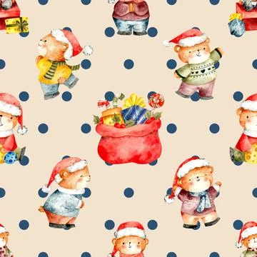 Seamless repeating pattern with cute bears Stock Illustration