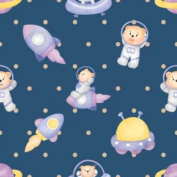 Seamless repeating pattern with cute bears Stock Illustration