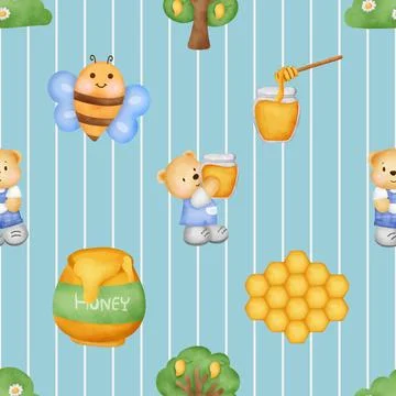 Seamless repeating pattern with cute bears Stock Illustration