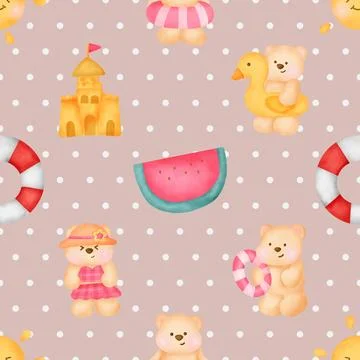 Seamless repeating pattern with cute bears Stock Illustration