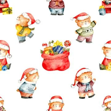 Seamless repeating pattern with cute bears Stock Illustration