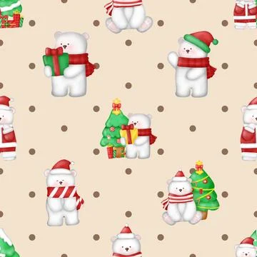 Seamless repeating pattern with cute bears Stock Illustration