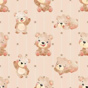Seamless repeating pattern with cute bears Stock Illustration