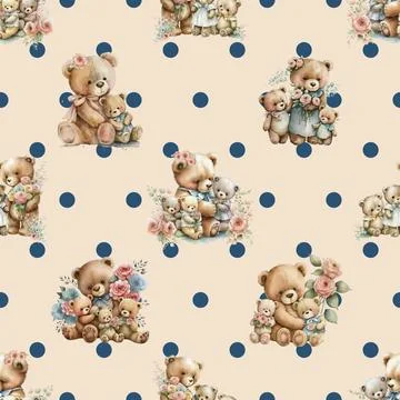 Seamless repeating pattern with cute bears Stock Illustration