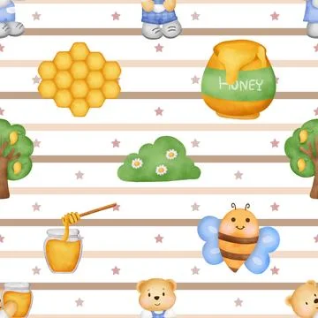 Seamless repeating pattern with cute bears Stock Illustration