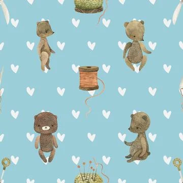 Seamless repeating pattern with cute bears Stock Illustration