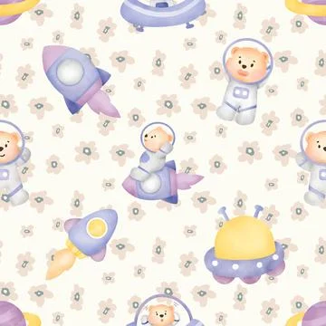 Seamless repeating pattern with cute bears Illustrazione stock