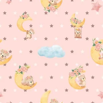 Seamless repeating pattern with cute bears Illustrazione stock