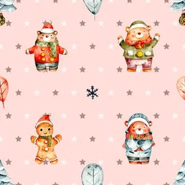 Seamless repeating pattern with cute bears Stock Illustration