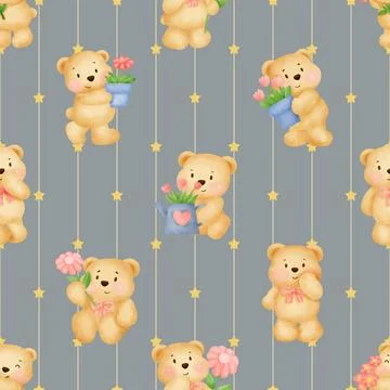 Seamless repeating pattern with cute bears Illustrazione stock