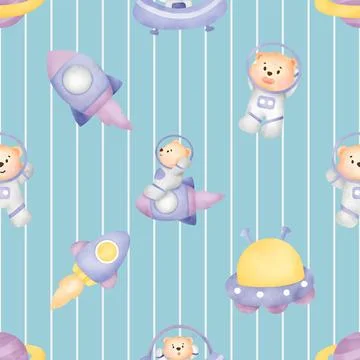 Seamless repeating pattern with cute bears Stock Illustration