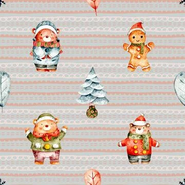 Seamless repeating pattern with cute bears Stock Illustration