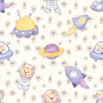 Seamless repeating pattern with cute bears Stock Illustration