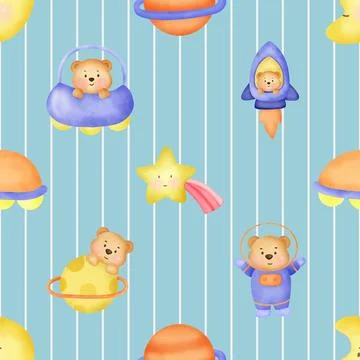 Seamless repeating pattern with cute bears Stock Illustration