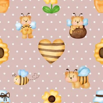 Seamless repeating pattern with cute bears Stock Illustration