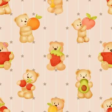 Seamless repeating pattern with cute bears Stock Illustration