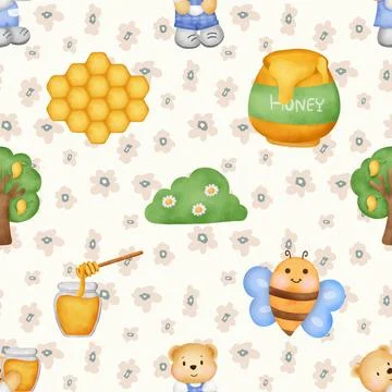 Seamless repeating pattern with cute bears Stock Illustration