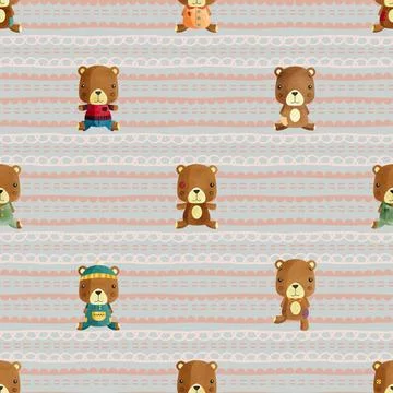 Seamless repeating pattern with cute bears Stock Illustration