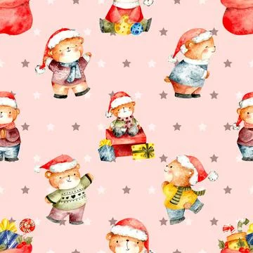 Seamless repeating pattern with cute bears Stock Illustration