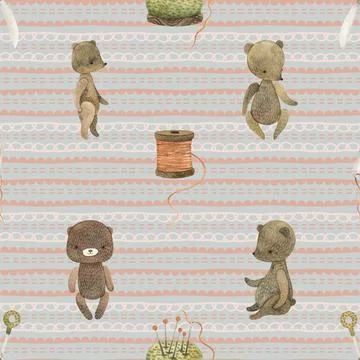 Seamless repeating pattern with cute bears Stock Illustration