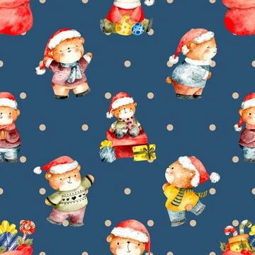 Seamless repeating pattern with cute bears Stock Illustration