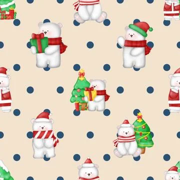 Seamless repeating pattern with cute bears Stock Illustration