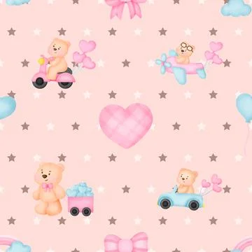Seamless repeating pattern with cute bears Stock Illustration
